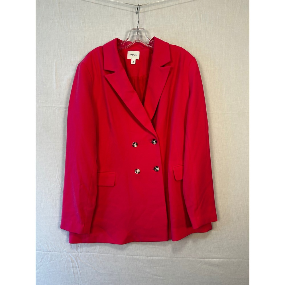 Nine West Womens Hot Pink Double Breasted Blazer Jacket Pink 14 400553074532